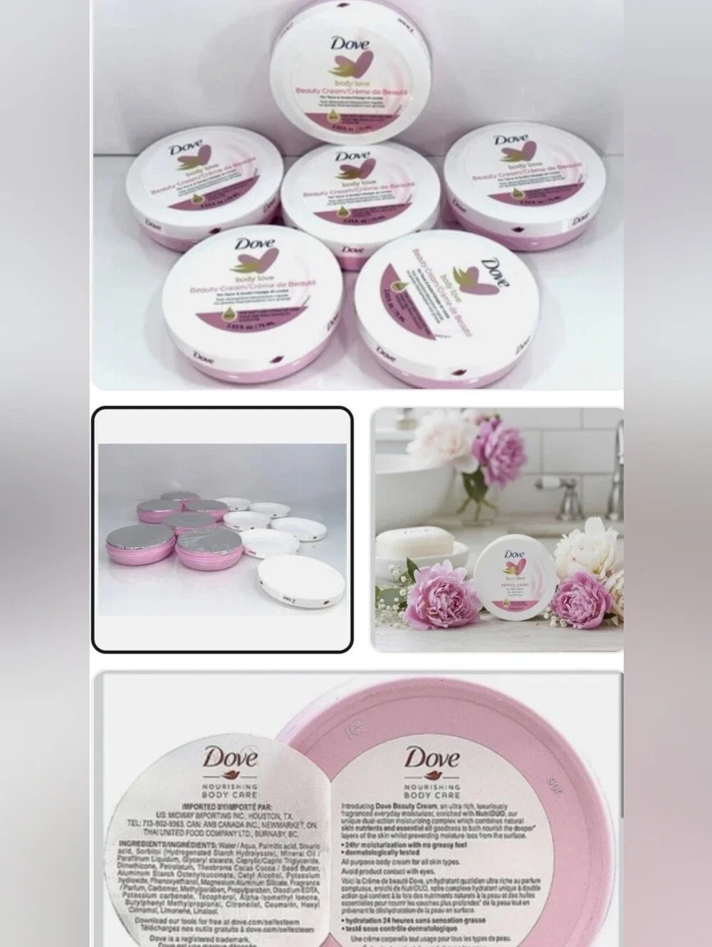 Case Of 12 Dove Nourishing Body Care Face Hand and Body Beauty Cream 2.53oz